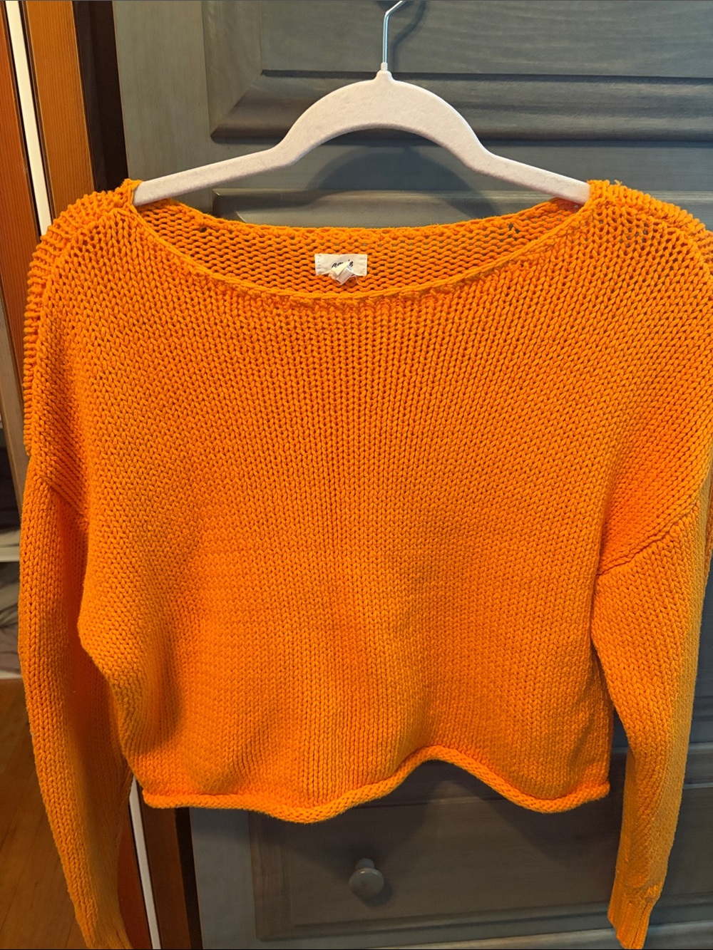 aerie Bright Orange Scoop Neck Knit Sweater